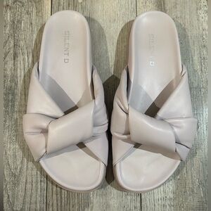 Anthropologie Pale Blush Knotted Slide Sandals